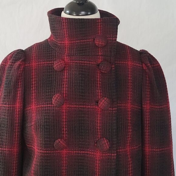 Steve Madden Button Down Plaid Red and Black Coat Size S - Picture 2 of 7